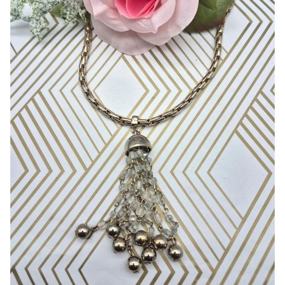 Cute Thick Gold Tone Chain with Dangle Tassel Pendant 24